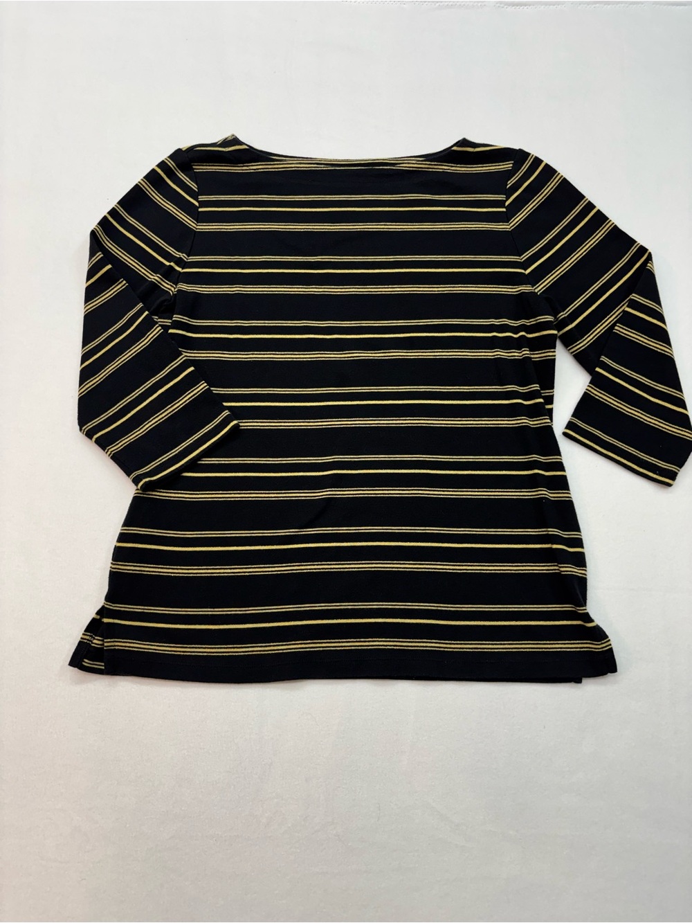 Karen Scott Black Long Sleeve Top with Gold Stripes